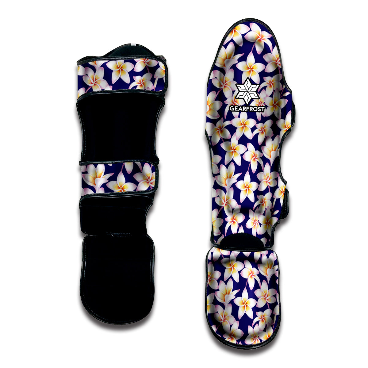 Watercolor Frangipani Flower Print Muay Thai Shin Guard