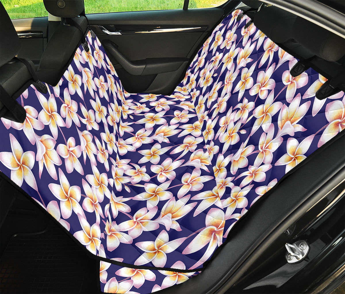 Watercolor Frangipani Flower Print Pet Car Back Seat Cover