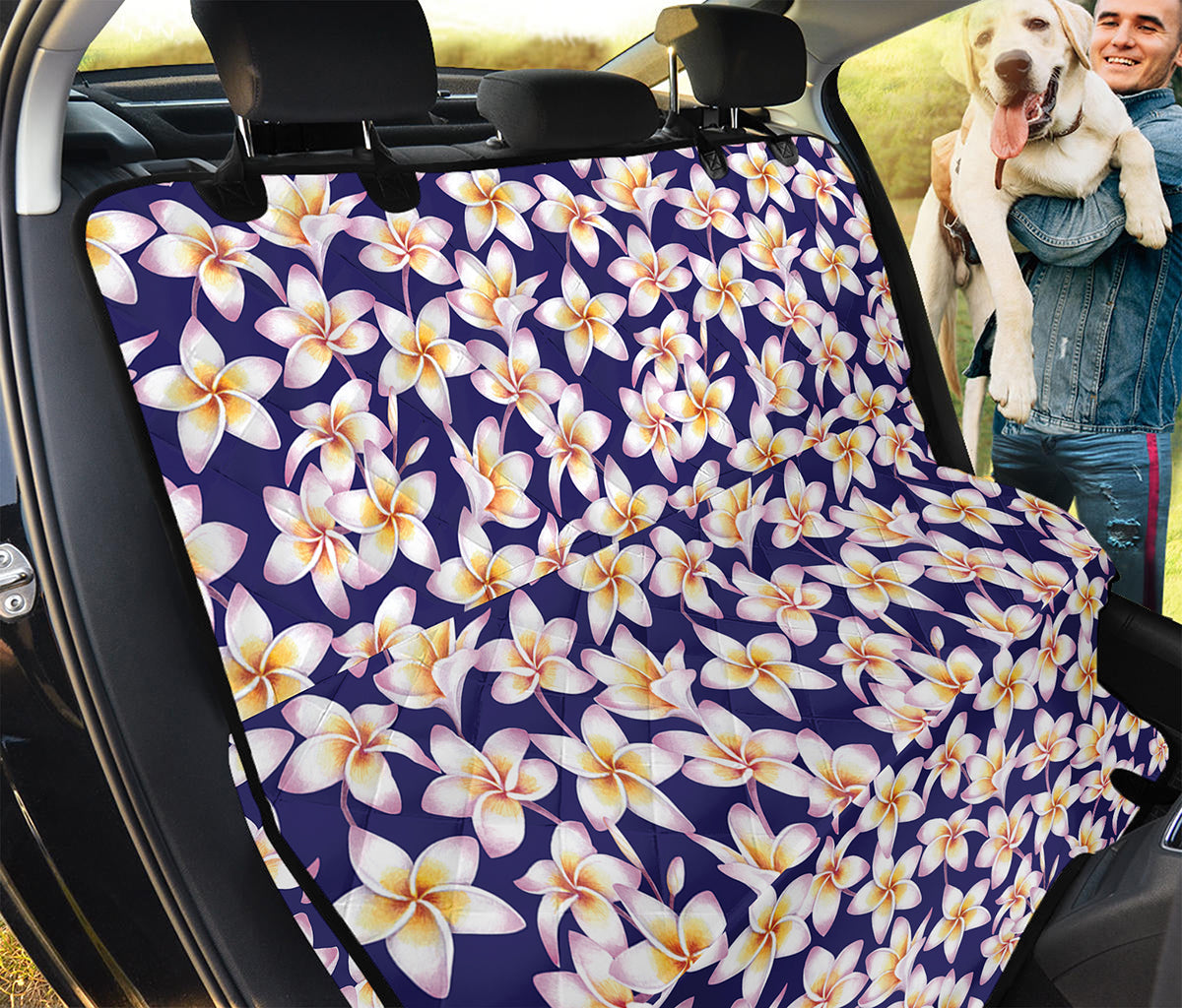 Watercolor Frangipani Flower Print Pet Car Back Seat Cover