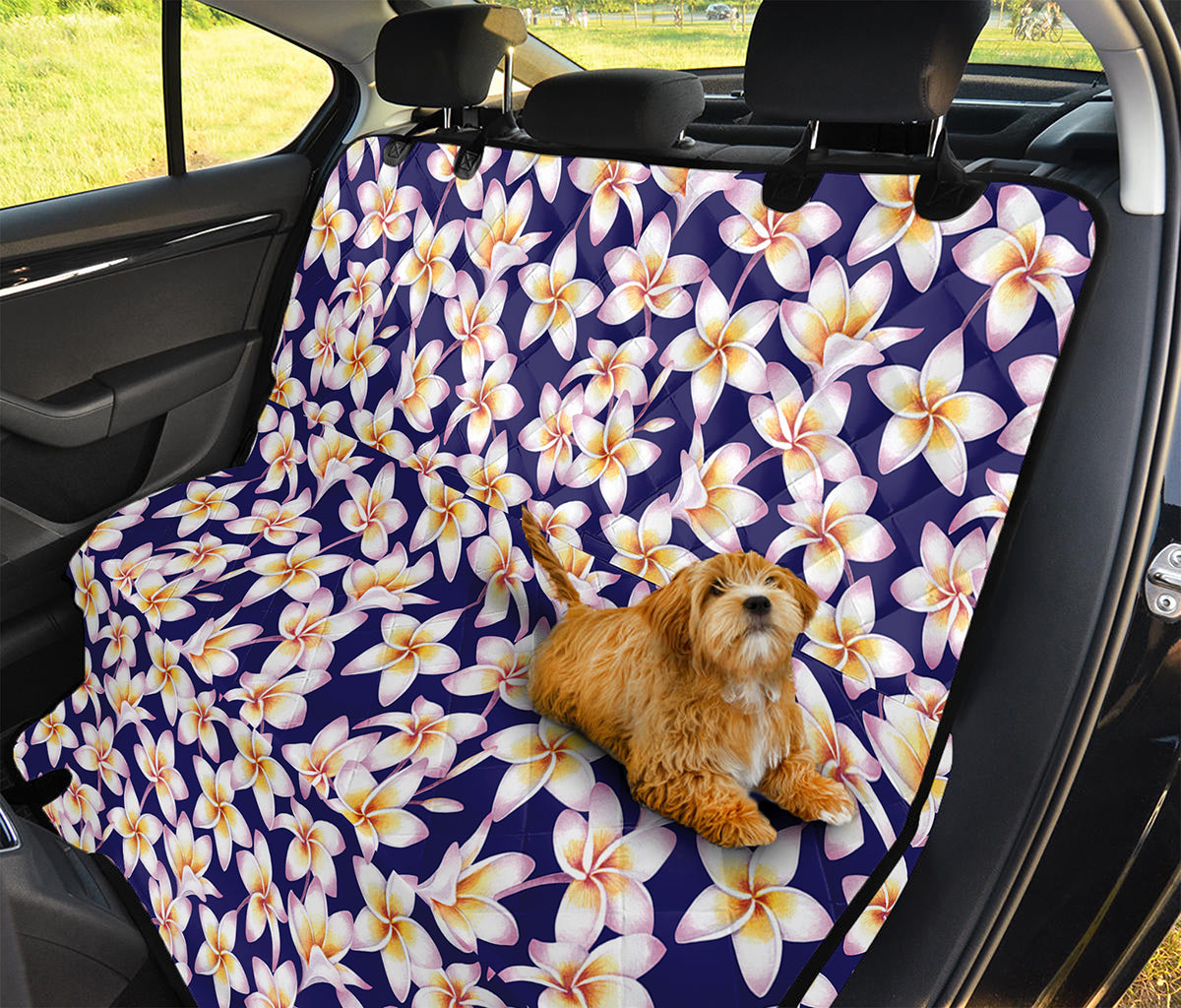 Watercolor Frangipani Flower Print Pet Car Back Seat Cover
