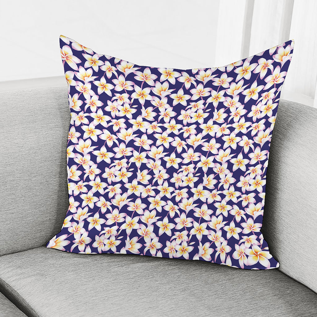 Watercolor Frangipani Flower Print Pillow Cover