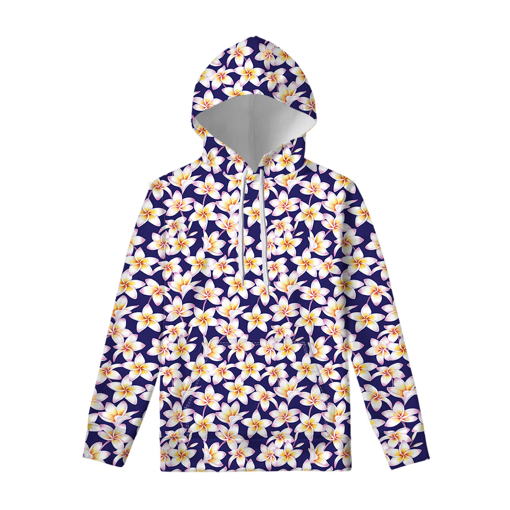 Watercolor Frangipani Flower Print Pullover Hoodie