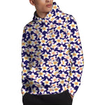 Watercolor Frangipani Flower Print Pullover Hoodie
