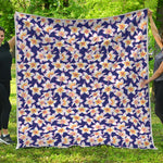 Watercolor Frangipani Flower Print Quilt