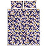 Watercolor Frangipani Flower Print Quilt Bed Set