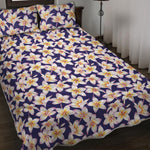 Watercolor Frangipani Flower Print Quilt Bed Set