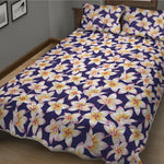 Watercolor Frangipani Flower Print Quilt Bed Set