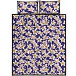 Watercolor Frangipani Flower Print Quilt Bed Set