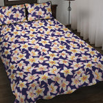 Watercolor Frangipani Flower Print Quilt Bed Set
