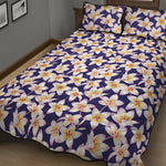 Watercolor Frangipani Flower Print Quilt Bed Set