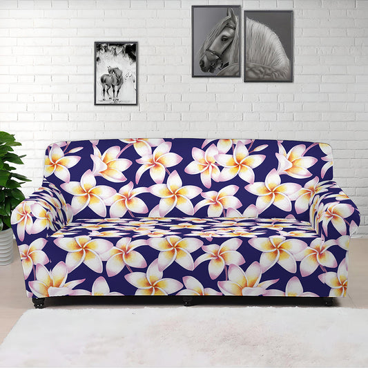 Watercolor Frangipani Flower Print Sofa Cover