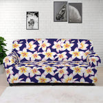 Watercolor Frangipani Flower Print Sofa Cover
