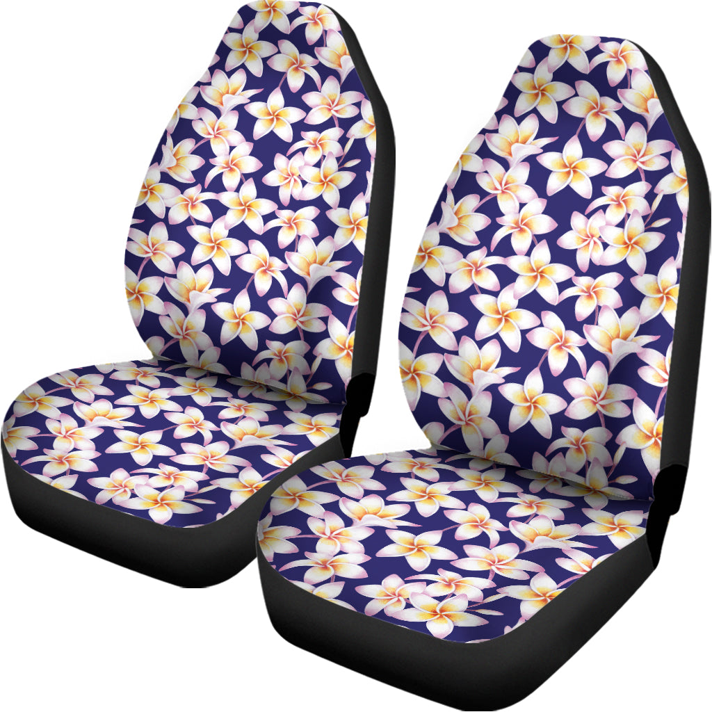 Watercolor Frangipani Flower Print Universal Fit Car Seat Covers