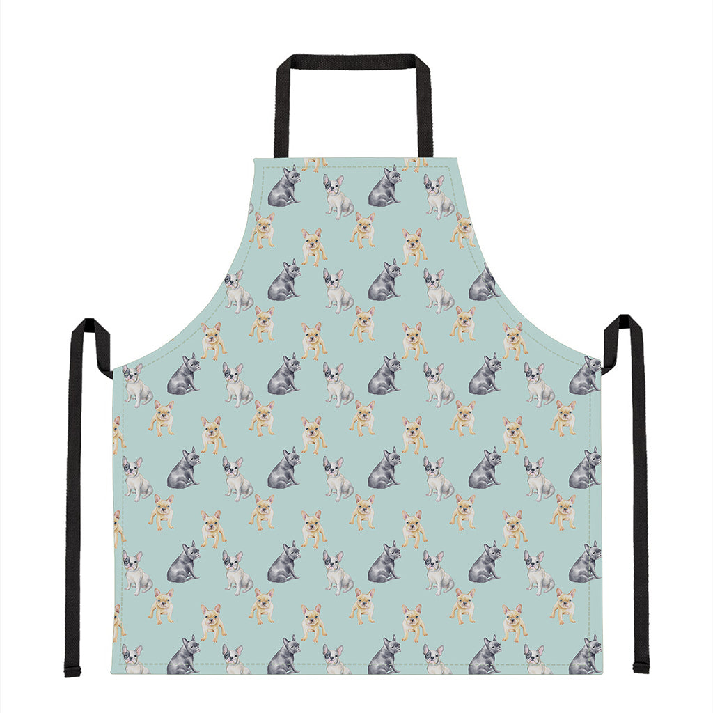 Watercolor French Bulldog Pattern Print Apron