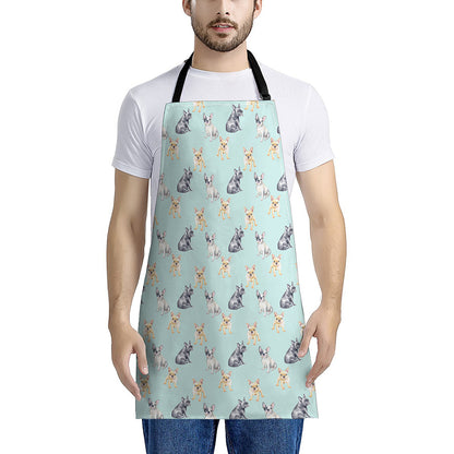 Watercolor French Bulldog Pattern Print Apron