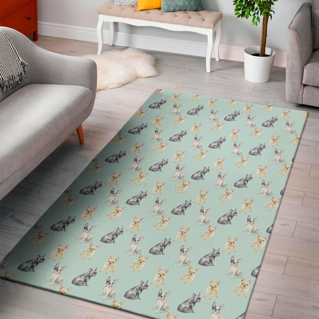 Watercolor French Bulldog Pattern Print Area Rug
