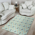 Watercolor French Bulldog Pattern Print Area Rug