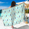 Watercolor French Bulldog Pattern Print Beach Sarong Wrap