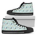 Watercolor French Bulldog Pattern Print Black High Top Sneakers