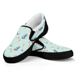 Watercolor French Bulldog Pattern Print Black Slip On Shoes