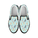 Watercolor French Bulldog Pattern Print Black Slip On Shoes