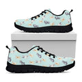 Watercolor French Bulldog Pattern Print Black Running Shoes