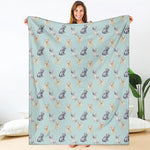 Watercolor French Bulldog Pattern Print Blanket