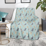 Watercolor French Bulldog Pattern Print Blanket