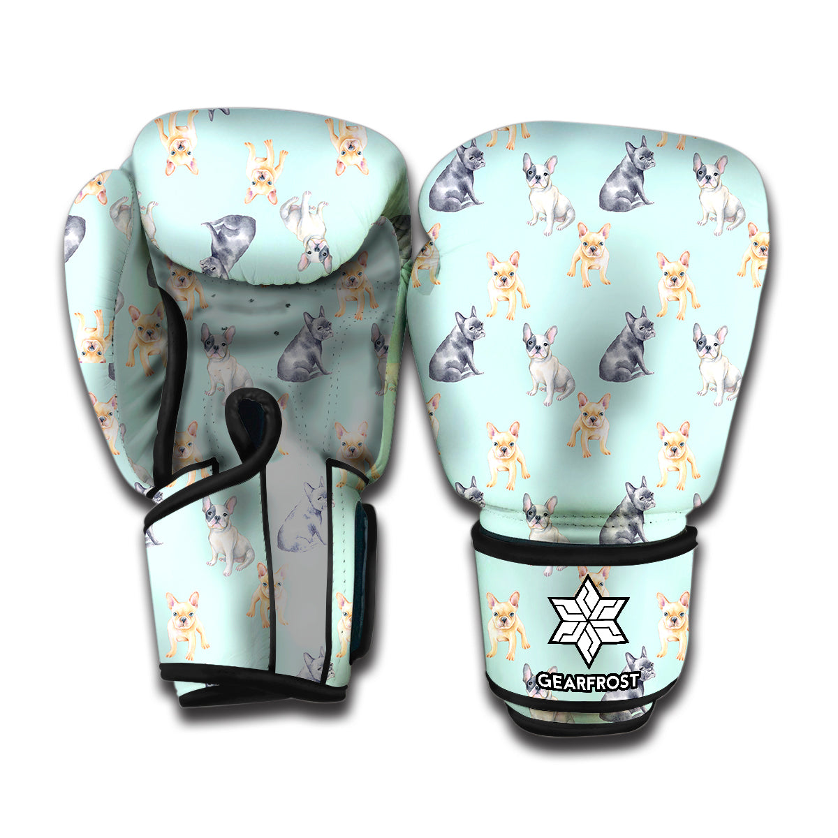 Watercolor French Bulldog Pattern Print Boxing Gloves