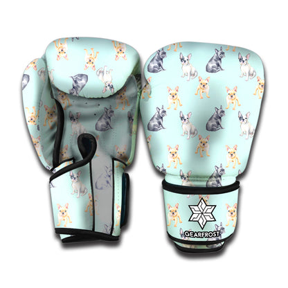 Watercolor French Bulldog Pattern Print Boxing Gloves