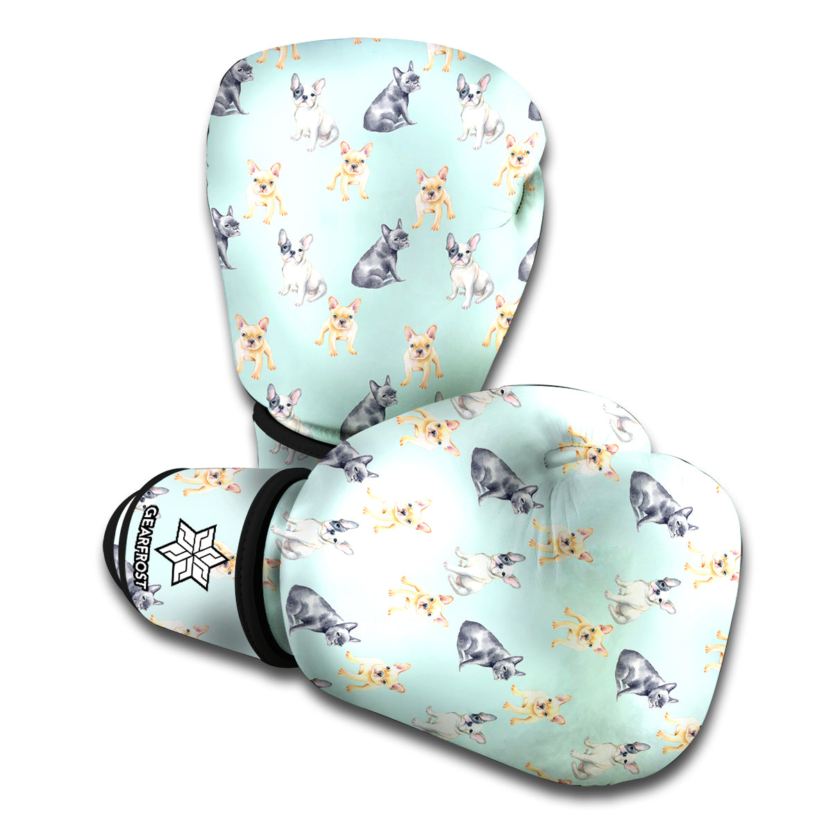 Watercolor French Bulldog Pattern Print Boxing Gloves