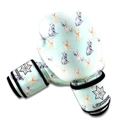 Watercolor French Bulldog Pattern Print Boxing Gloves