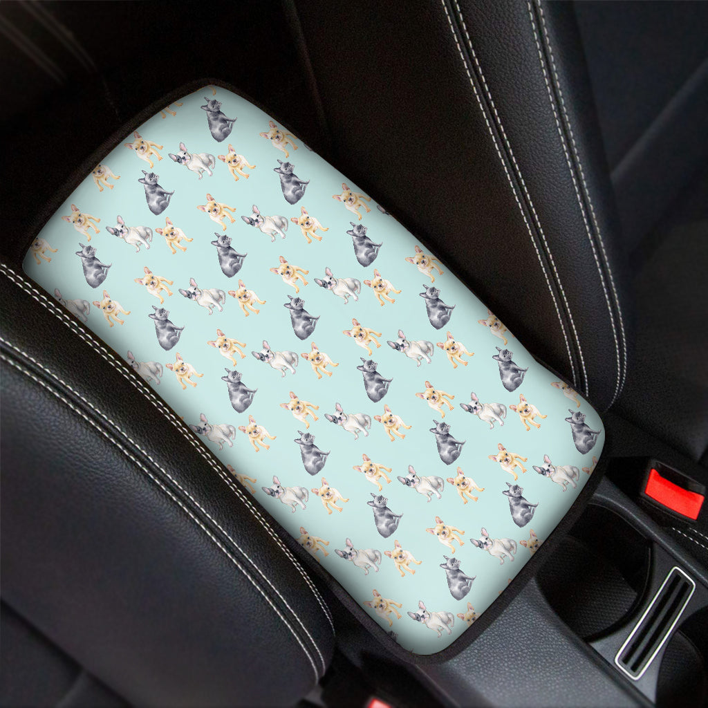 Watercolor French Bulldog Pattern Print Car Center Console Cover
