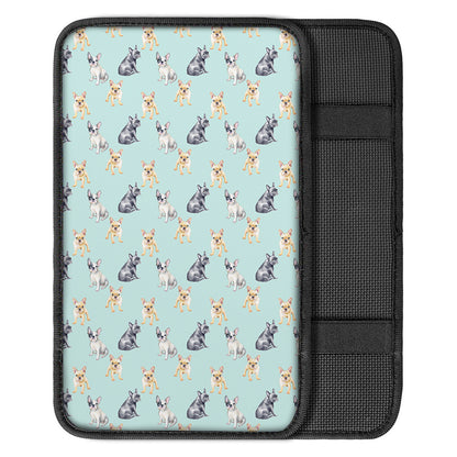 Watercolor French Bulldog Pattern Print Car Center Console Cover