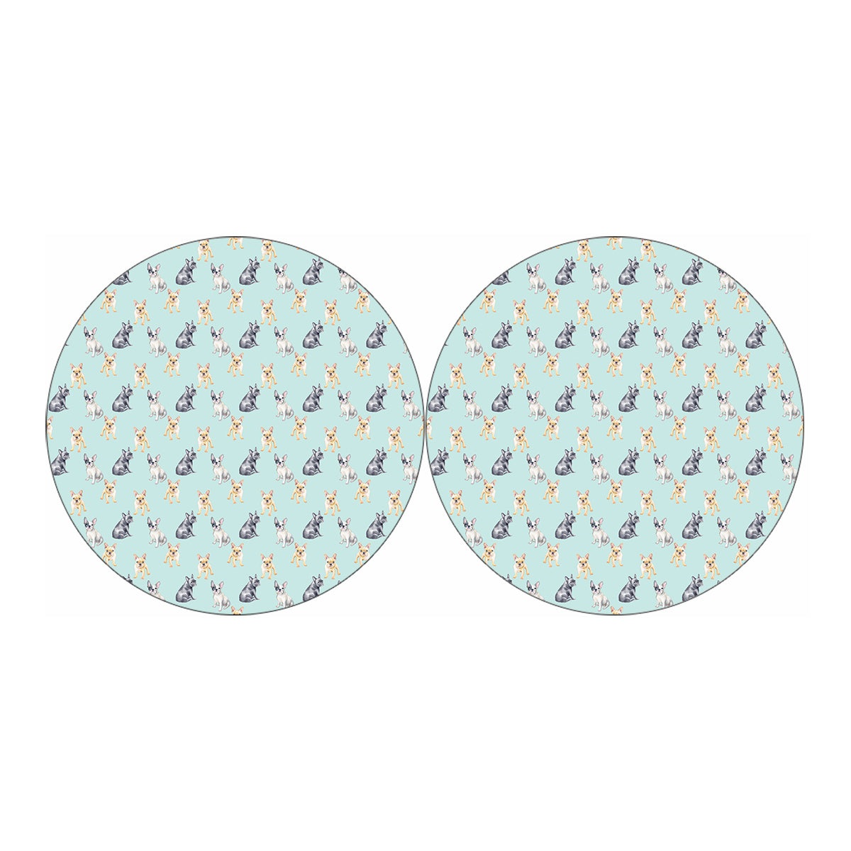 Watercolor French Bulldog Pattern Print Car Coasters