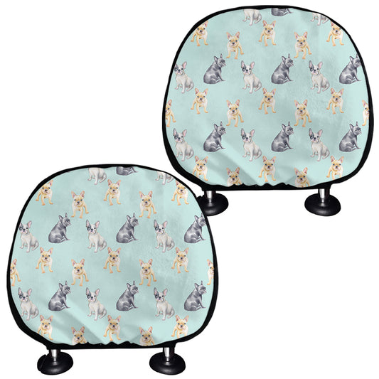 Watercolor French Bulldog Pattern Print Car Headrest Covers