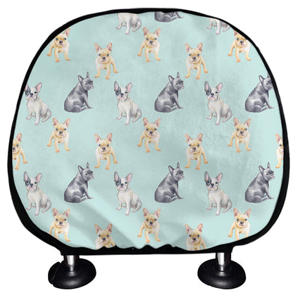 Watercolor French Bulldog Pattern Print Car Headrest Covers