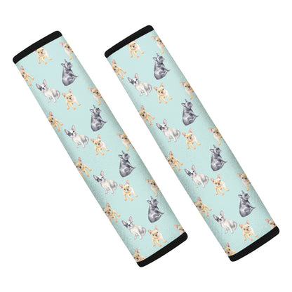 Watercolor French Bulldog Pattern Print Car Seat Belt Covers