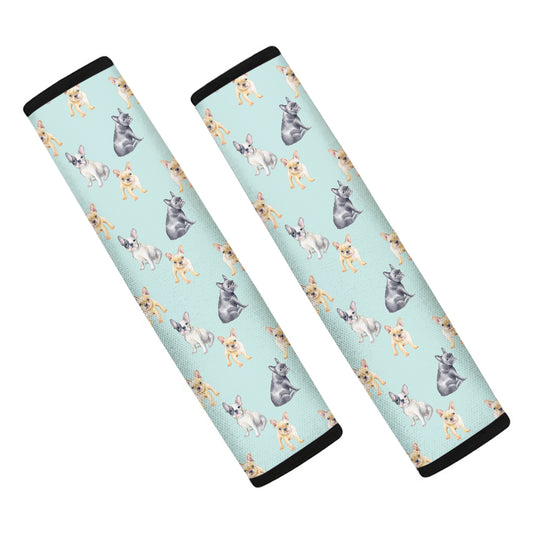 Watercolor French Bulldog Pattern Print Car Seat Belt Covers