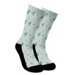 Watercolor French Bulldog Pattern Print Crew Socks