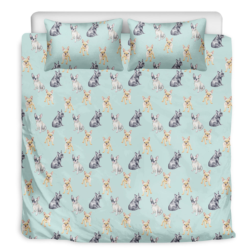 Watercolor French Bulldog Pattern Print Duvet Cover Bedding Set