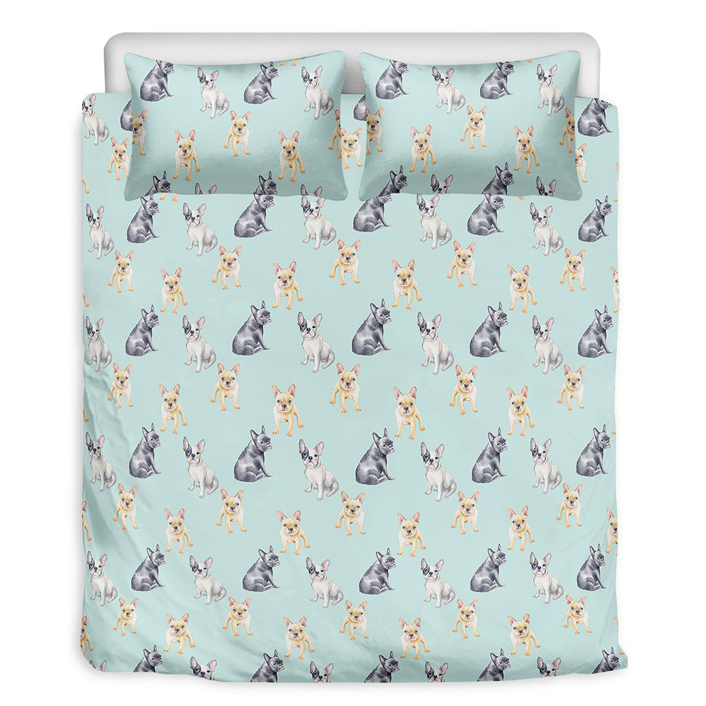 Watercolor French Bulldog Pattern Print Duvet Cover Bedding Set