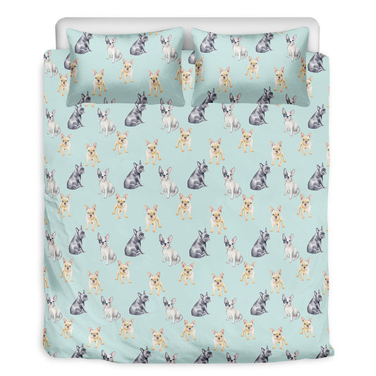 Watercolor French Bulldog Pattern Print Duvet Cover Bedding Set
