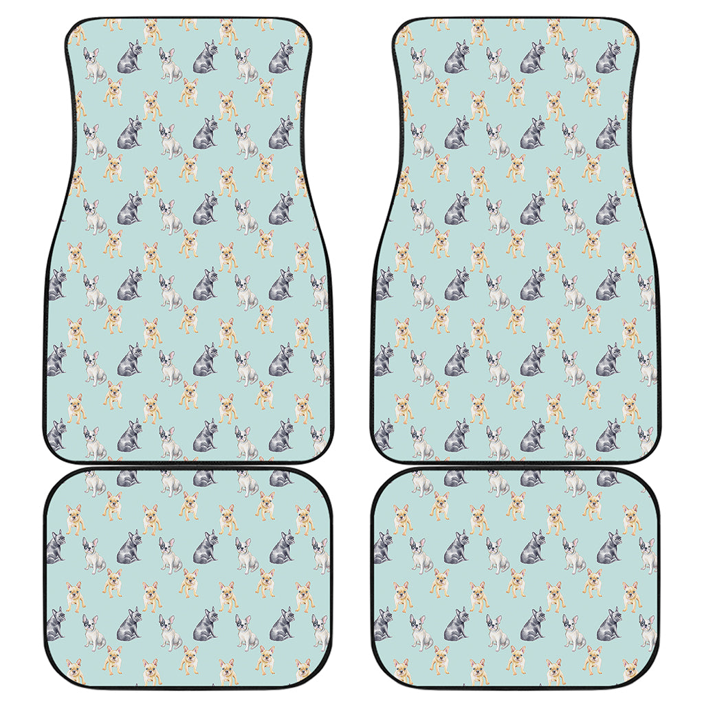 Watercolor French Bulldog Pattern Print Front and Back Car Floor Mats