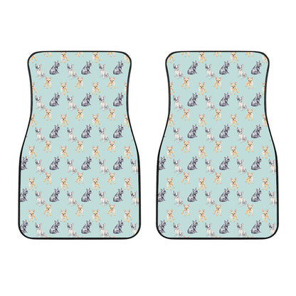 Watercolor French Bulldog Pattern Print Front Car Floor Mats