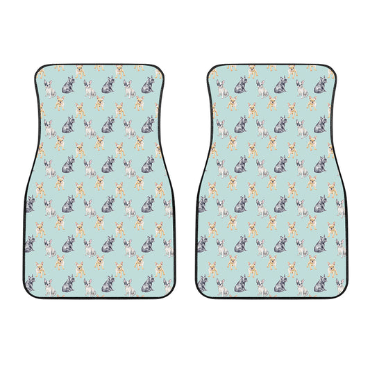 Watercolor French Bulldog Pattern Print Front Car Floor Mats