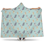 Watercolor French Bulldog Pattern Print Hooded Blanket