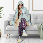 Watercolor French Bulldog Pattern Print Hooded Blanket