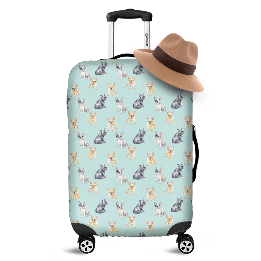 Watercolor French Bulldog Pattern Print Luggage Cover
