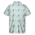 Watercolor French Bulldog Pattern Print Men's Short Sleeve Shirt